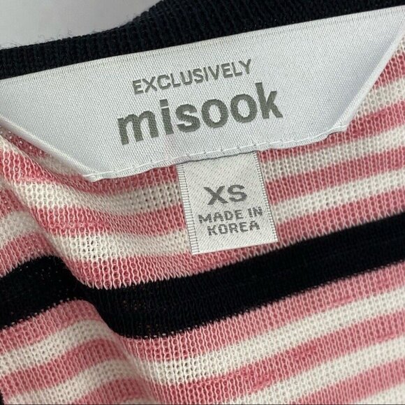 Misook Women's NWT Pink Striped Button Down‎ Long Sleeve Cardigan Sweater XS/C36 - Picture 8 of 10